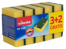 Губка для мытья посуды Vileda Tip-Top Губки двусторонние 9.5х7см, 5шт