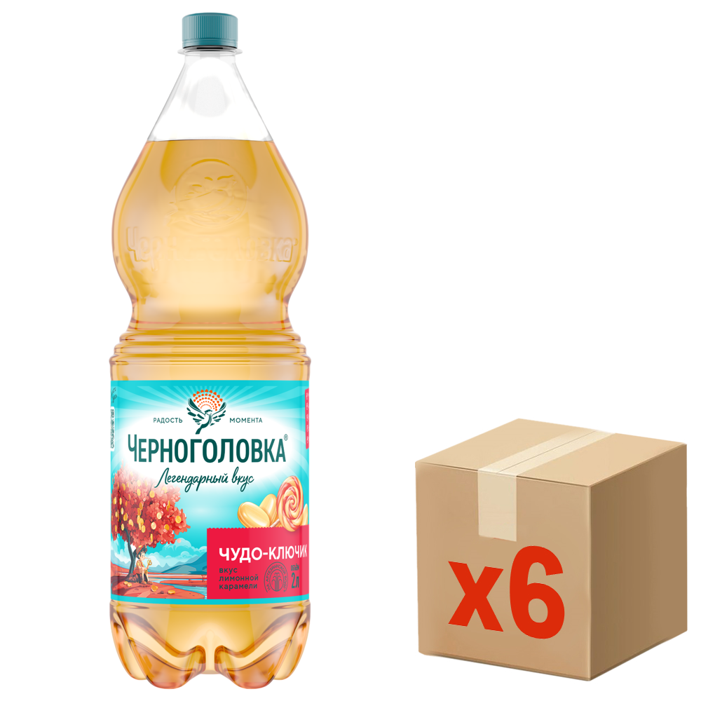 Напиток Черноголовка Чудо-ключик вкус лимонной карамели газированный, 2л х 6 шт