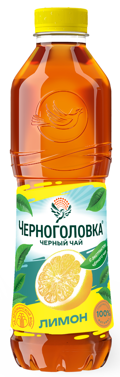 Холодный чай Черноголовка черный с лимоном, 1л