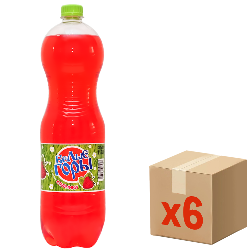 Напиток Белые горы со вкусом клубники газированный, 1.5л х 6 шт