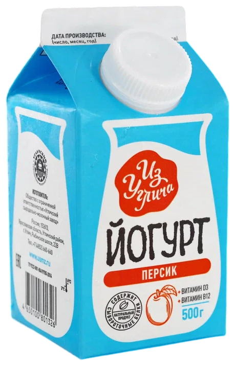 Йогурт питьевой Из Углича персик 1.5%, 500г