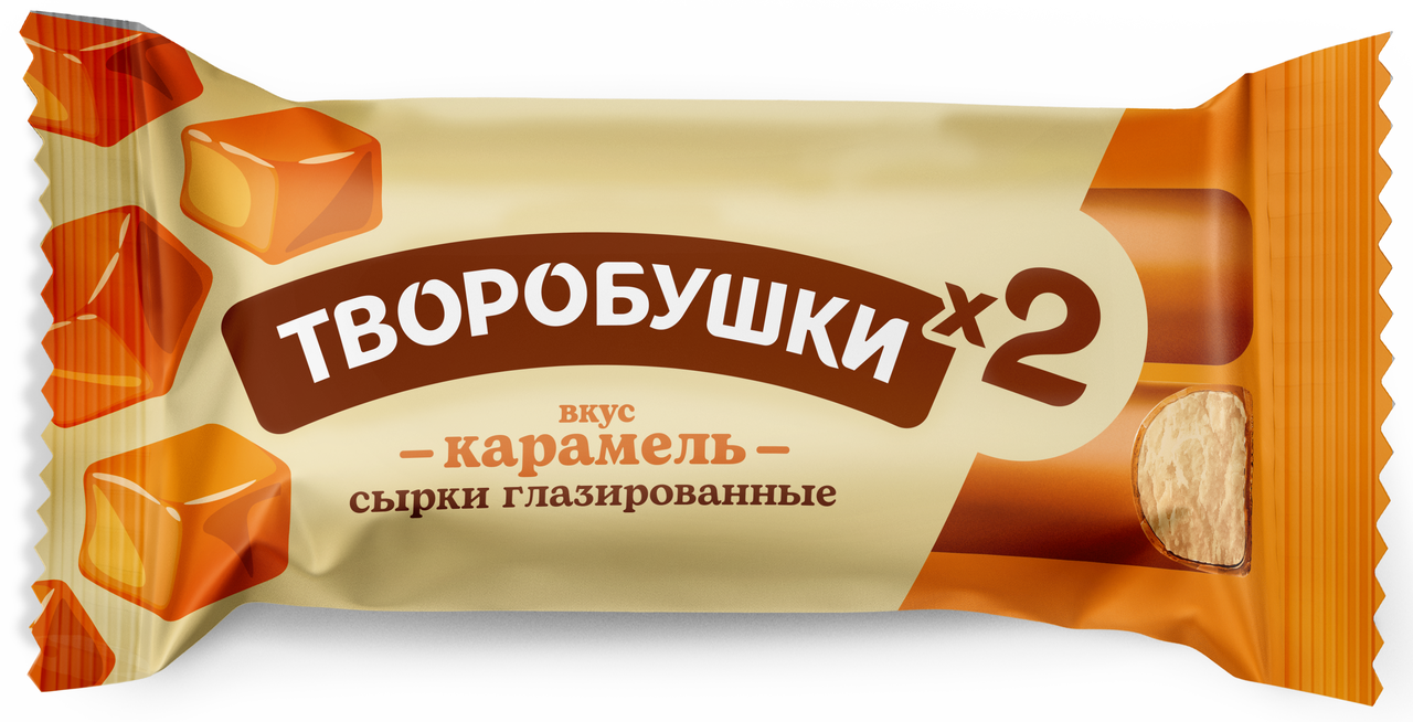Сырок глазированный Творобушки 2 две палочки со вкусом Карамель 23%, 45г
