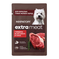 Корм влажный Мираторг Extra Meat для взрослых собак мелких пород Говядина Black Angus в соусе, 80г