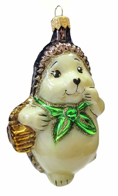 Елочное украшение Коломеев Ежик с корзинкой, 11см