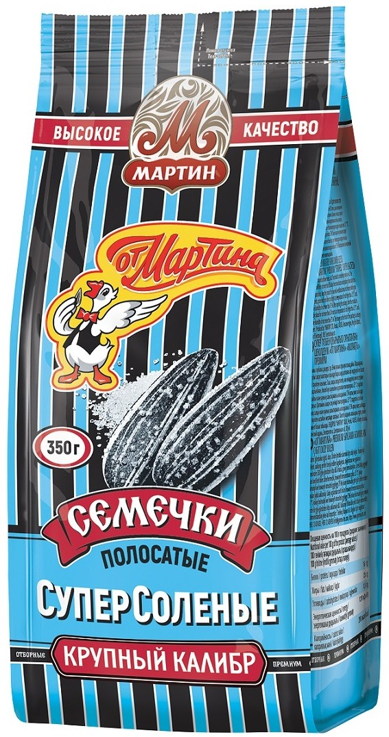 Семечки От Мартина полосатые обжаренные суперсоленые, 350г