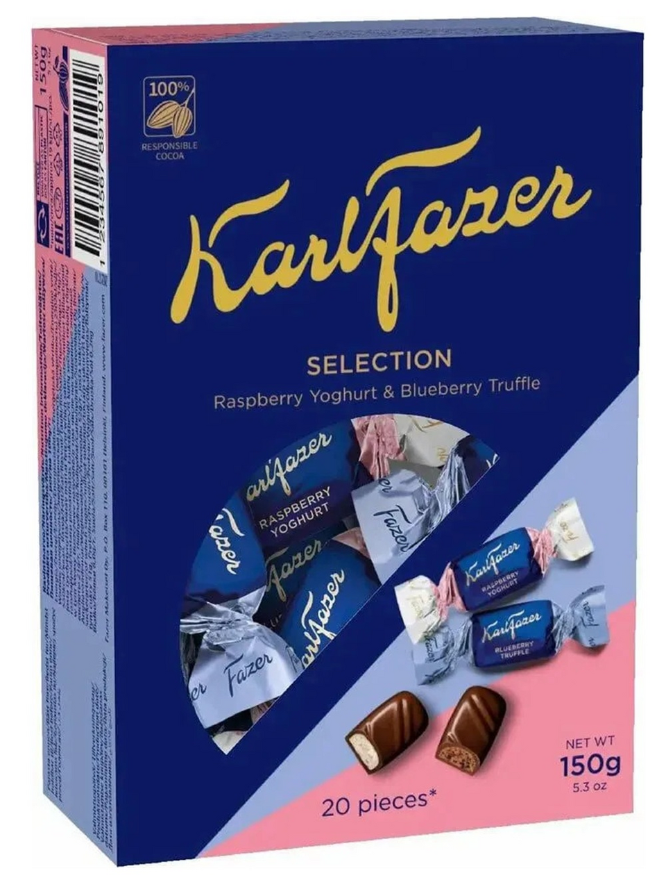 Конфеты Fazer Selection малиновый йогурт и черничный трюфель, 150г