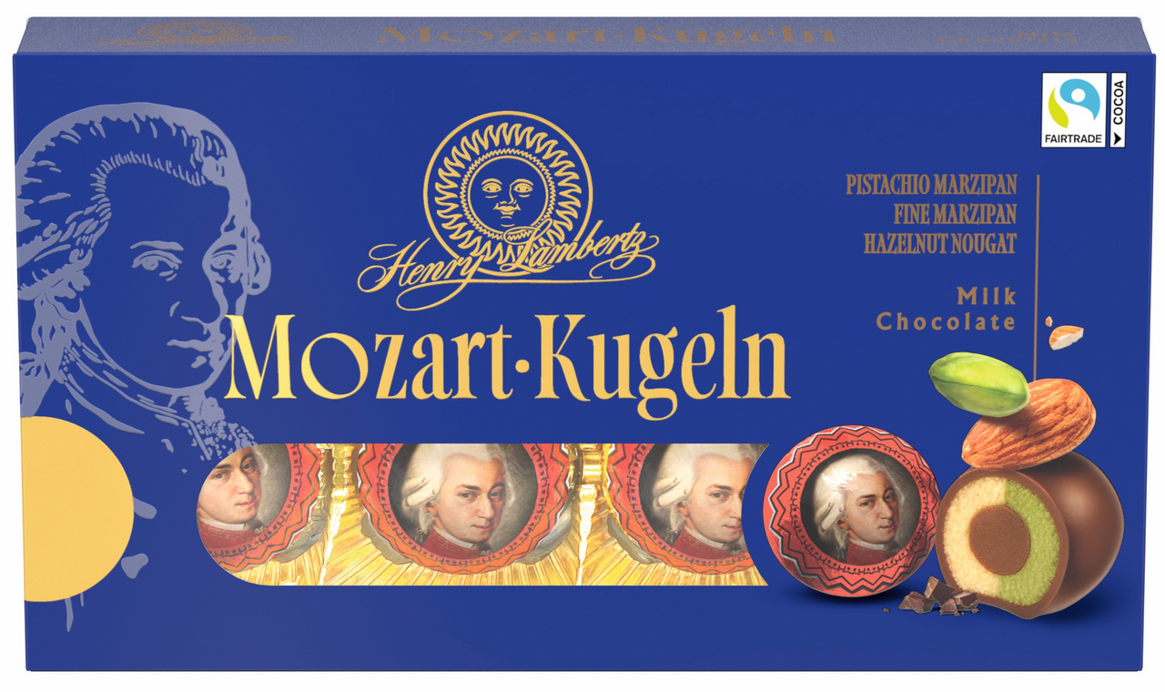 Конфеты Henry Lambertz Mozart марципан в молочном шоколаде, 160г