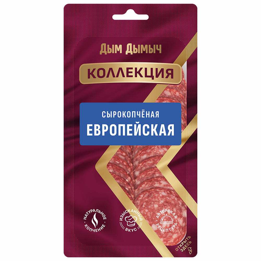 Колбаса Дым Дымыч Европейская Коллекция сырокопченая нарезка, 70г