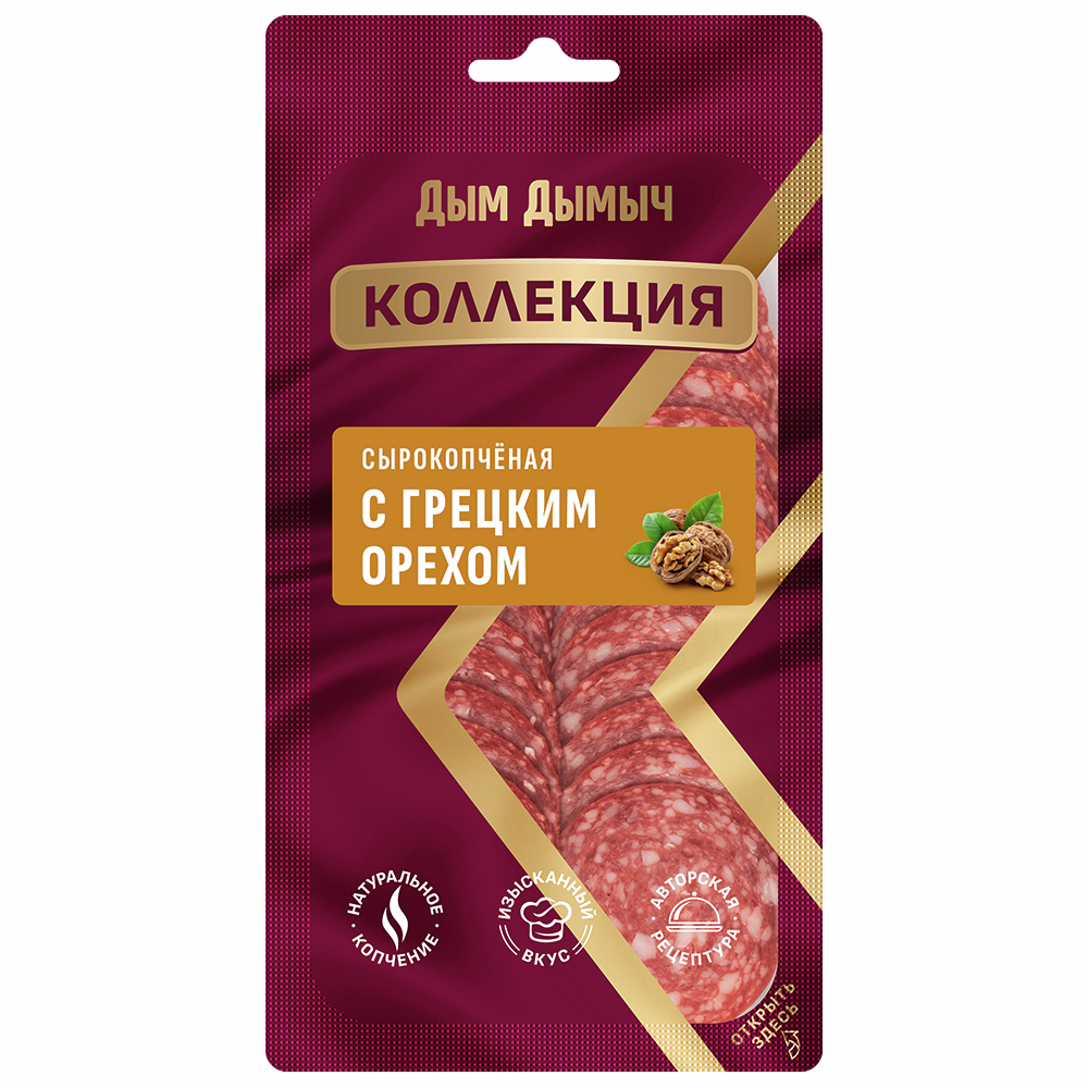 Колбаса Дым Дымыч Коллекция грецкий орех сырокопченая нарезка, 70г