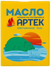Масло сливочное Артек Крестьянское 72.5%, 180г