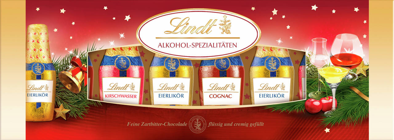 Бутылочки Lindt с алкоголем шоколадные, 131г