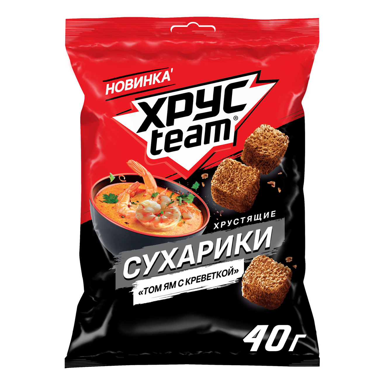 Сухарики Хрусteam Том ям с креветкой, 40г