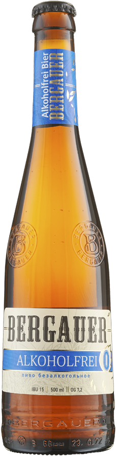 Пиво Bergauer Alkohokfrei светлое безалкогольное, 0.5л