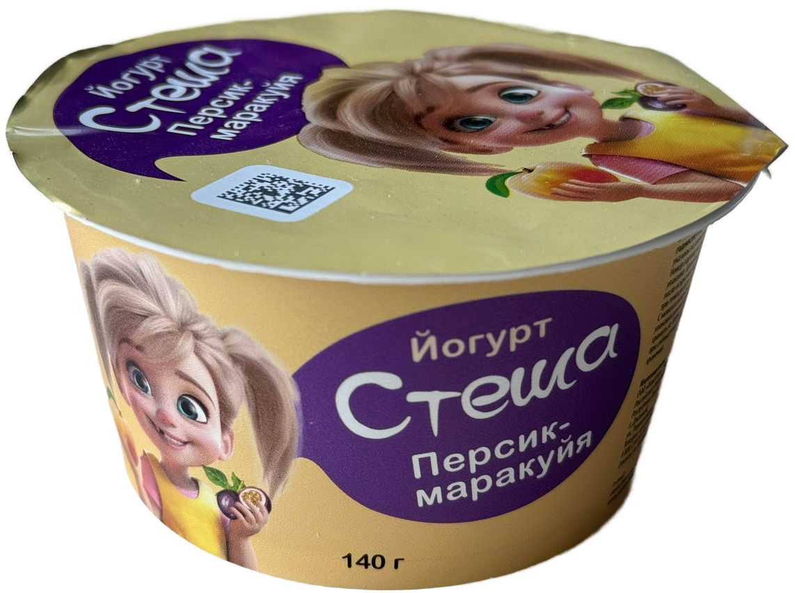 Йогурт Джанкойское молоко Стеша персик и маракуйя 4%, 140г