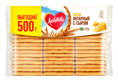 Крекер Любятово янтарный с сыром, 500г