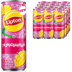 Холодный чай Lipton черный манго и личи газированный, 330мл x 12 шт