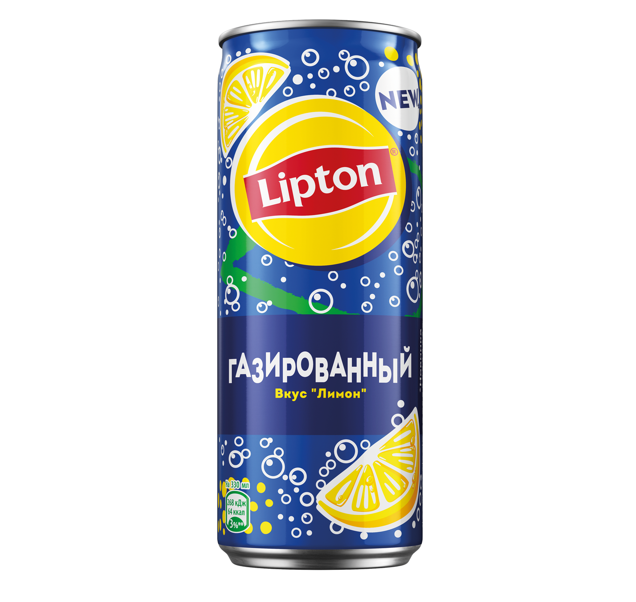 Холодный чай Lipton черный лимон газированный, 330мл