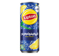 Холодный чай Lipton черный лимон газированный, 330мл