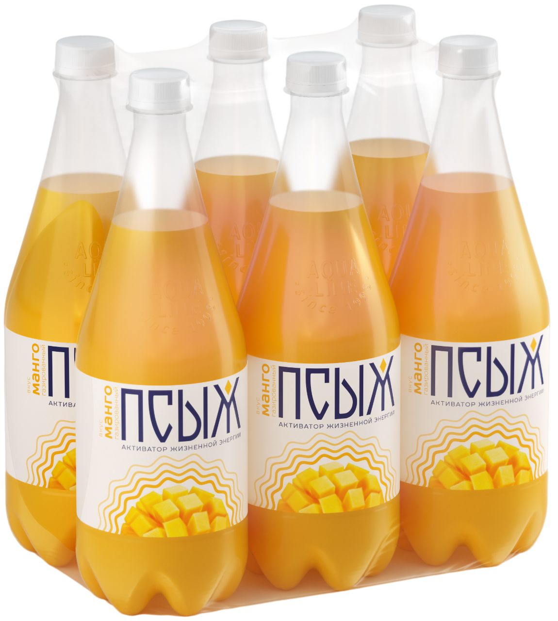 Вода Псыж минеральная с соком манго газированная, 1л x 6 шт