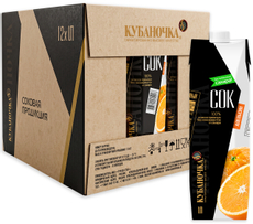 Сок Кубаночка апельсиновый, 1л x 12 шт