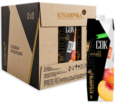 Сок Кубаночка персиковый, 1л x 12 шт