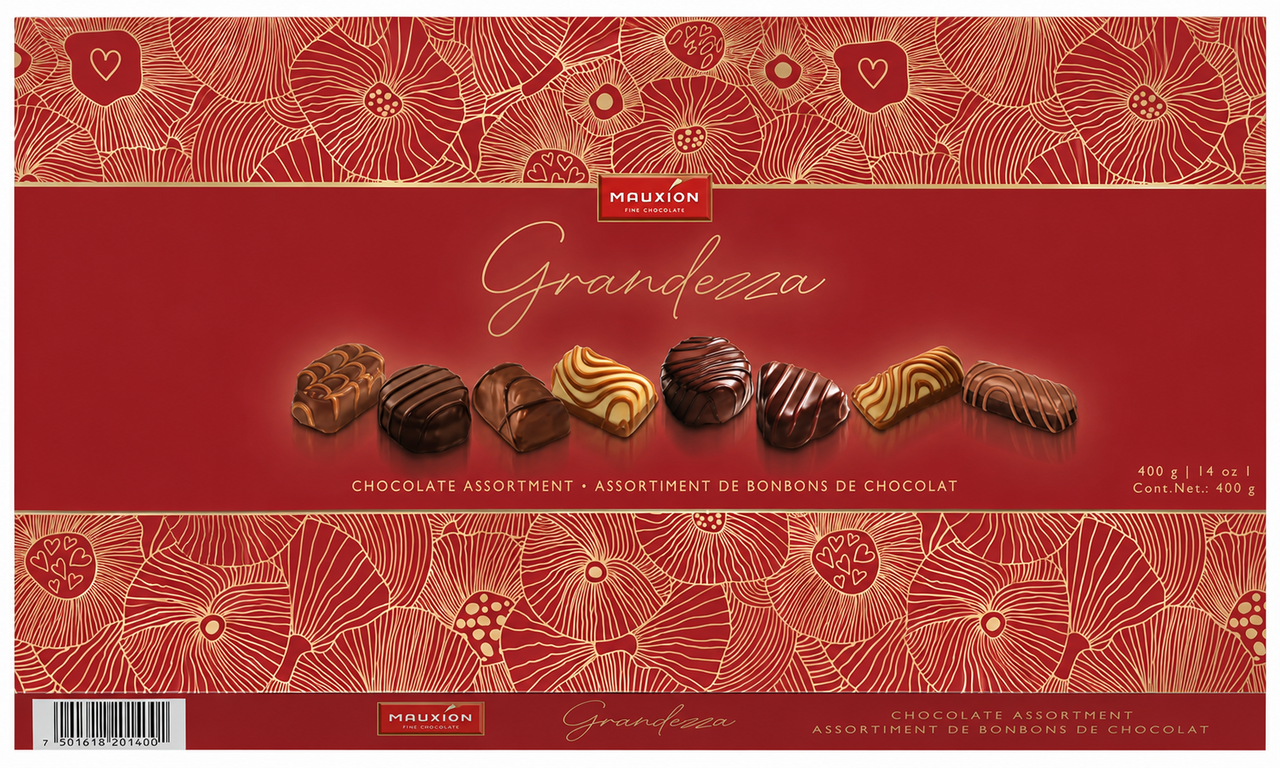 Конфеты Mauxion Grandezza шоколад темный, молочный и белый, 400г