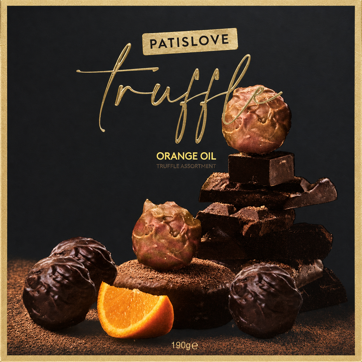 Конфеты Patislove шоколадные трюфель с апельсином, 190г