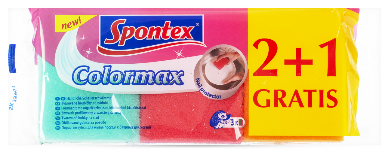Губка для посуды Spontex Colormax 9 x 4см, 3шт