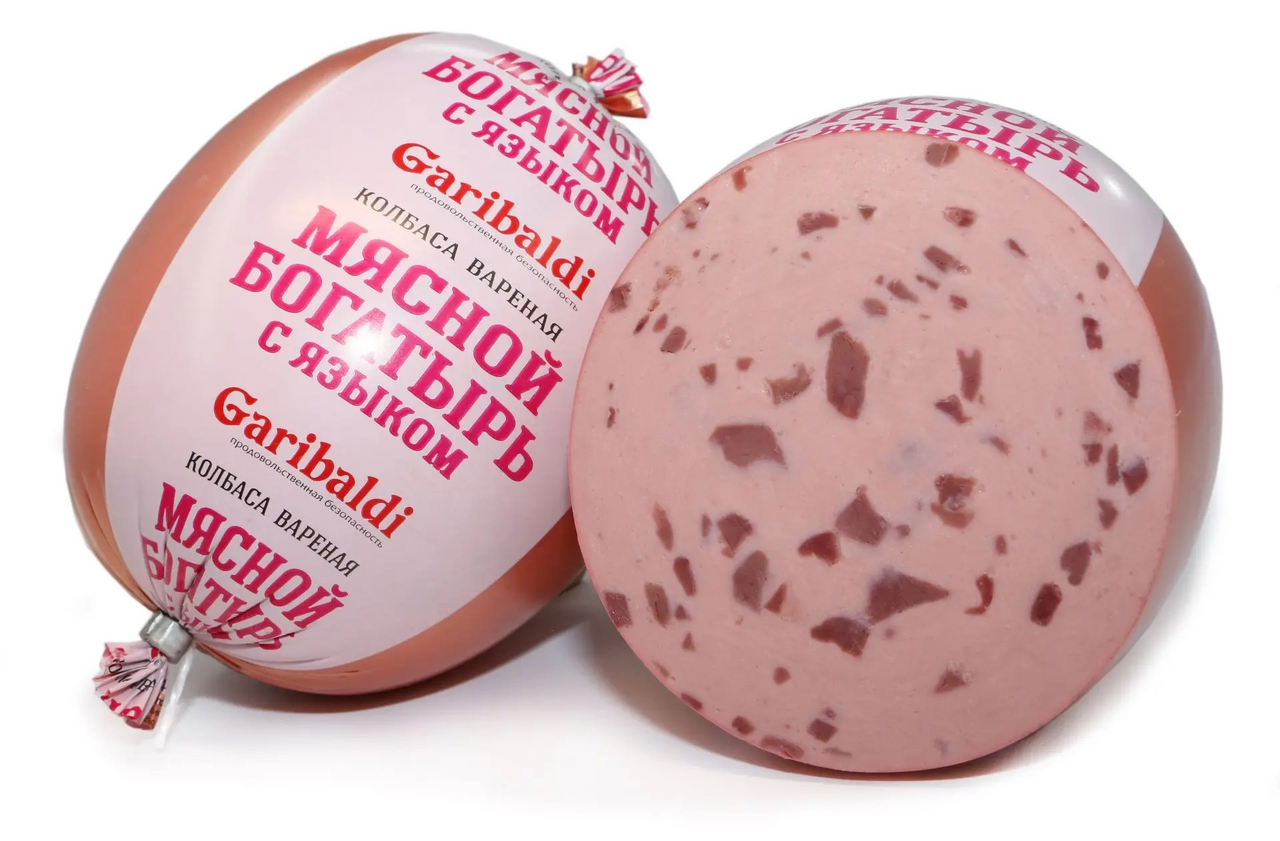 Колбаса Garibaldi Мясной богатырь с языком вареная, ~600г