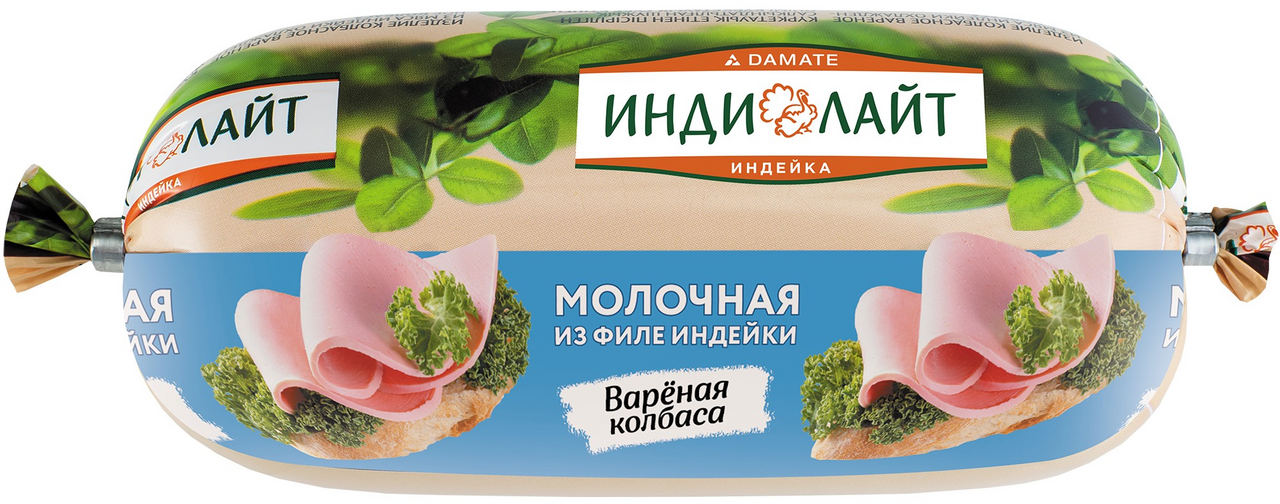 Колбаса из филе индейки Индилайт Молочная вареная, 400г
