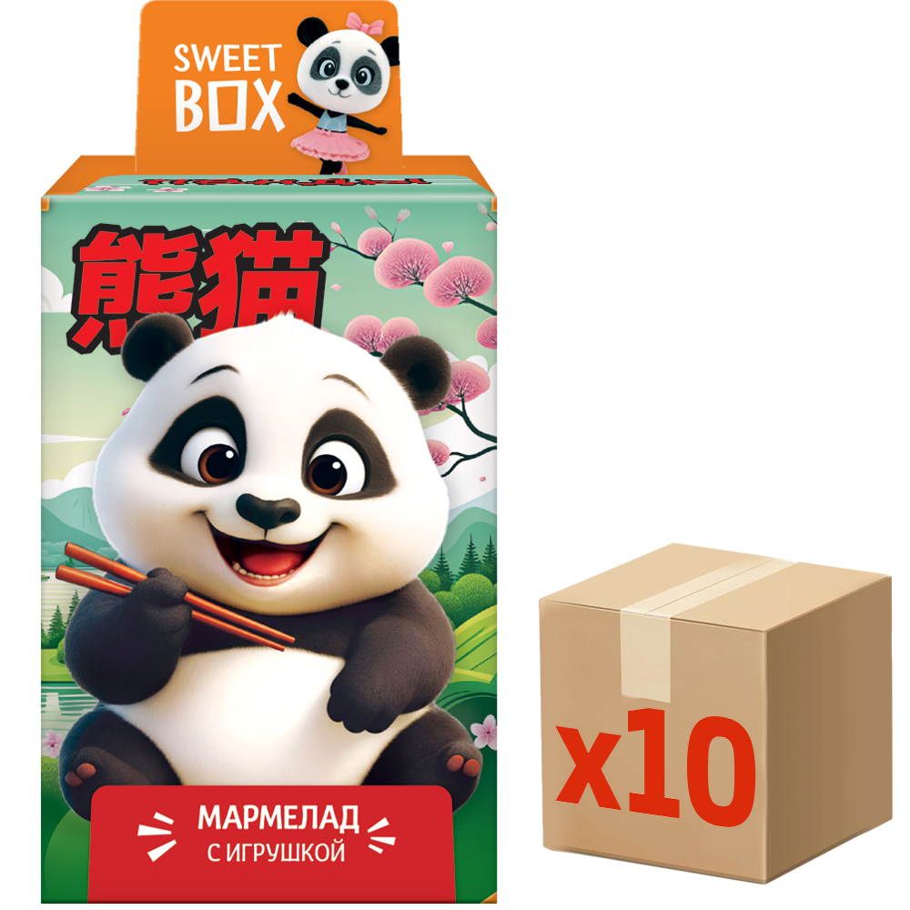 Мармелад жевательный Sweet Box Панды с игрушкой, 10г x 10 шт