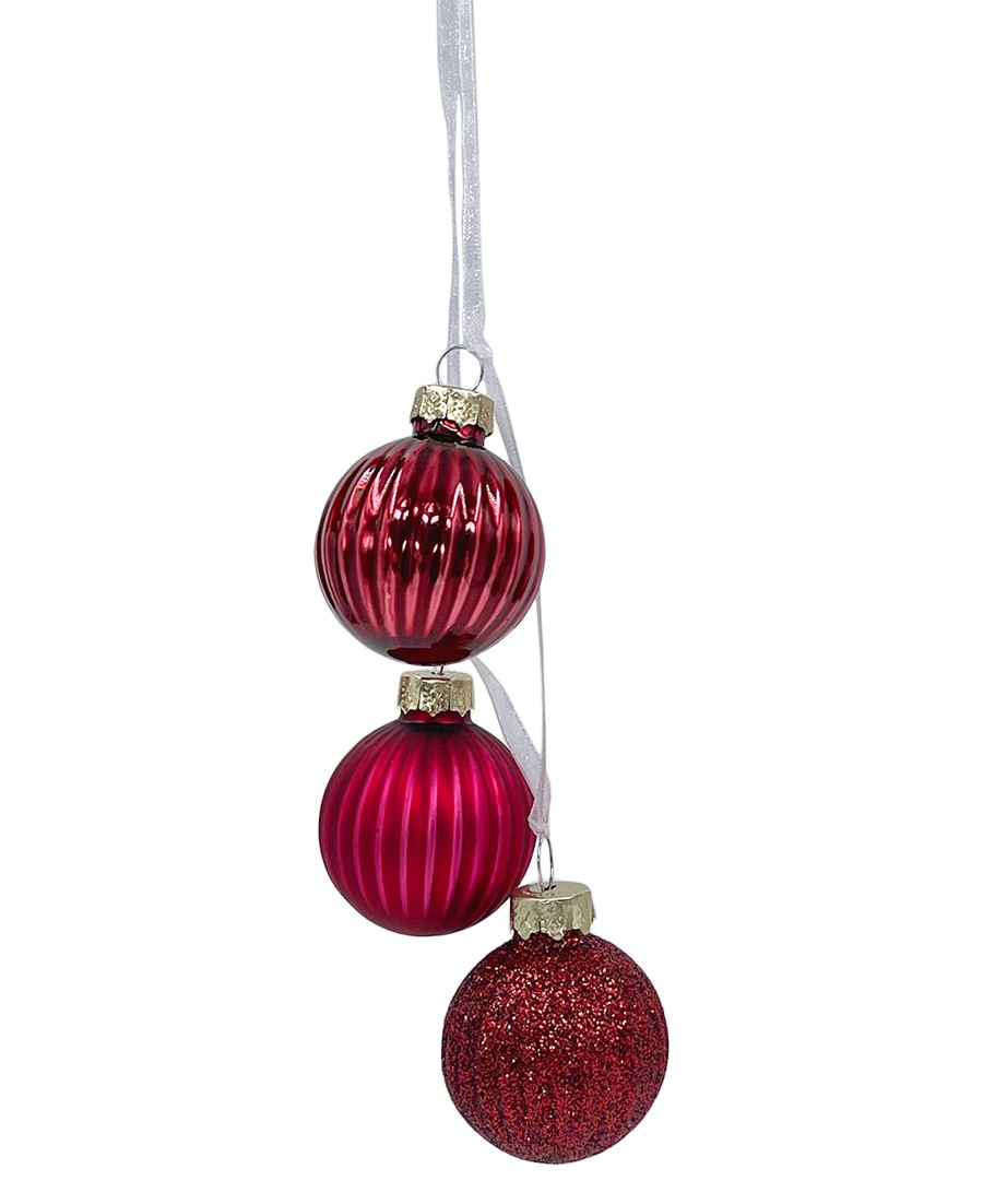 Связка елочных шаров Christmasdeluxe елка, луковица и звезда ягодный 6см, 3шт