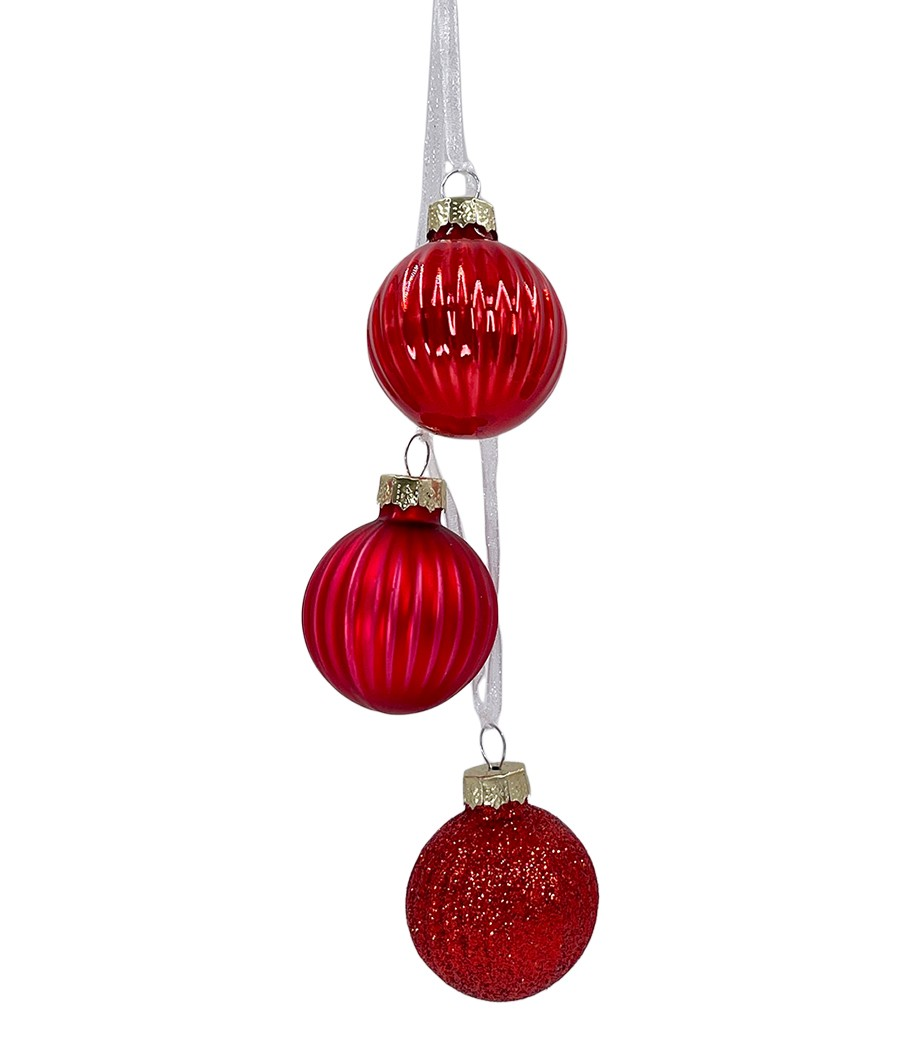 Связка елочных шаров Christmasdeluxe елка, луковица и звезда красный 6см, 3шт