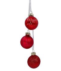 Связка елочных шаров Christmasdeluxe елка, луковица и звезда красный 6см, 3шт