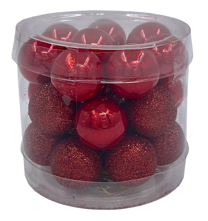 Набор елочных шаров Christmasdeluxe красный 2.5см, 24шт