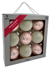 Набор елочных шаров Christmasdeluxe розовый 8см, 9шт
