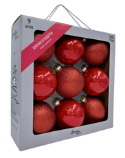 Набор елочных шаров Christmasdeluxe красный 10см, 9шт