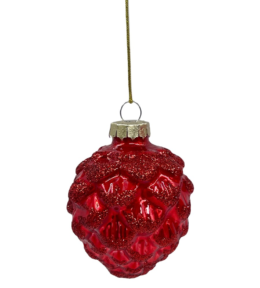 Шишка Christmasdeluxe кедровая красная, 7см