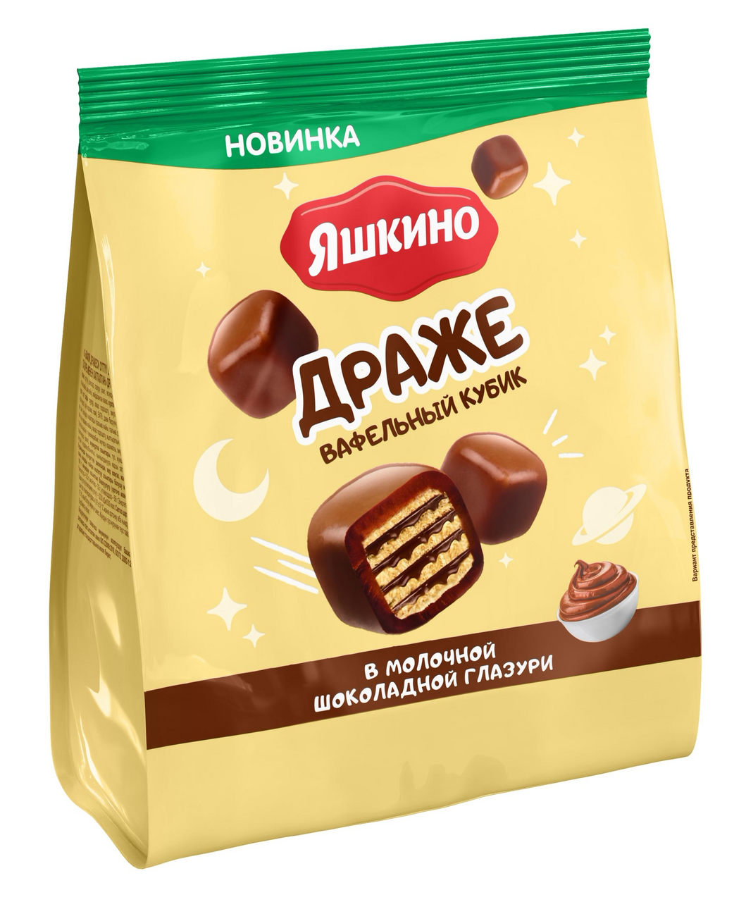Кубик вафельный Яшкино в молочной шоколадной глазури, 180г