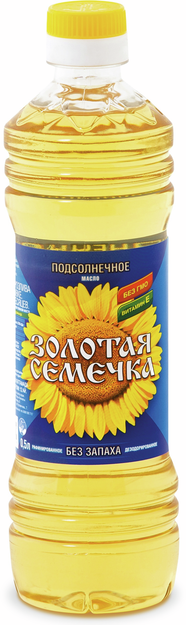 Масло подсолнечное Золотая Семечка рафинированное дезодорированное, 500мл