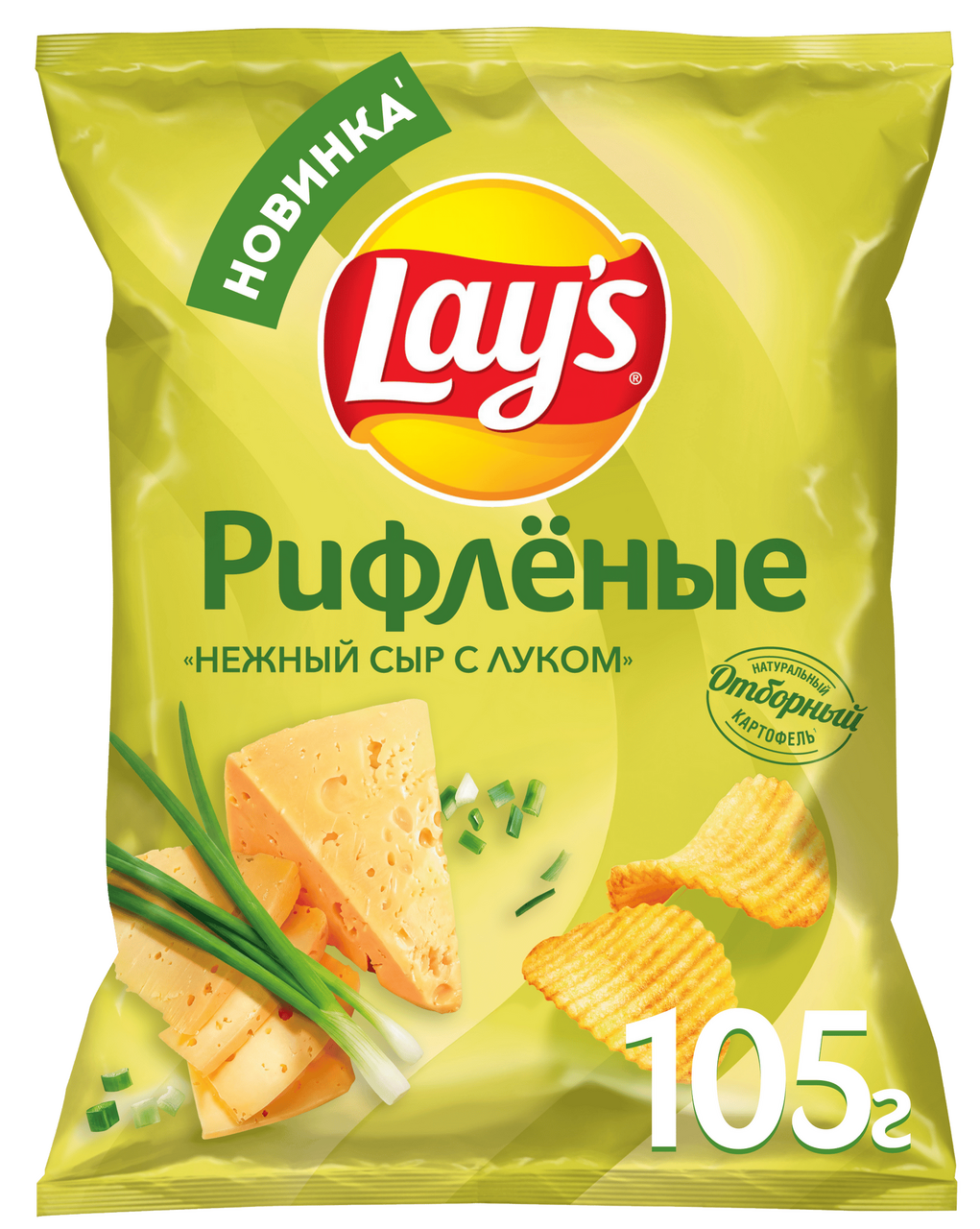 Чипсы Lay's рифленые нежный сыр с луком, 105г