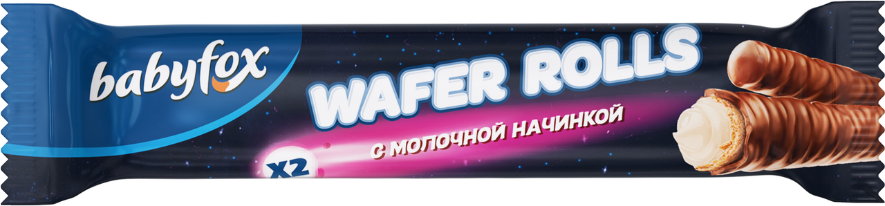 Трубочка BabyFox Wafer Rolls вафельная молочная начинка, 16г