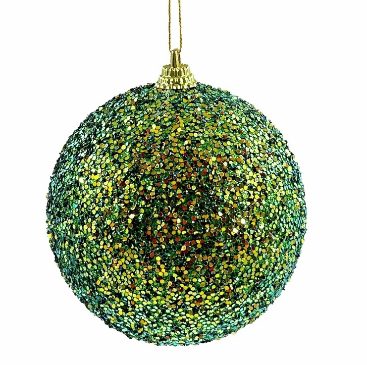 Шар елочный Christmasdeluxe зеленый с золотом, 20см