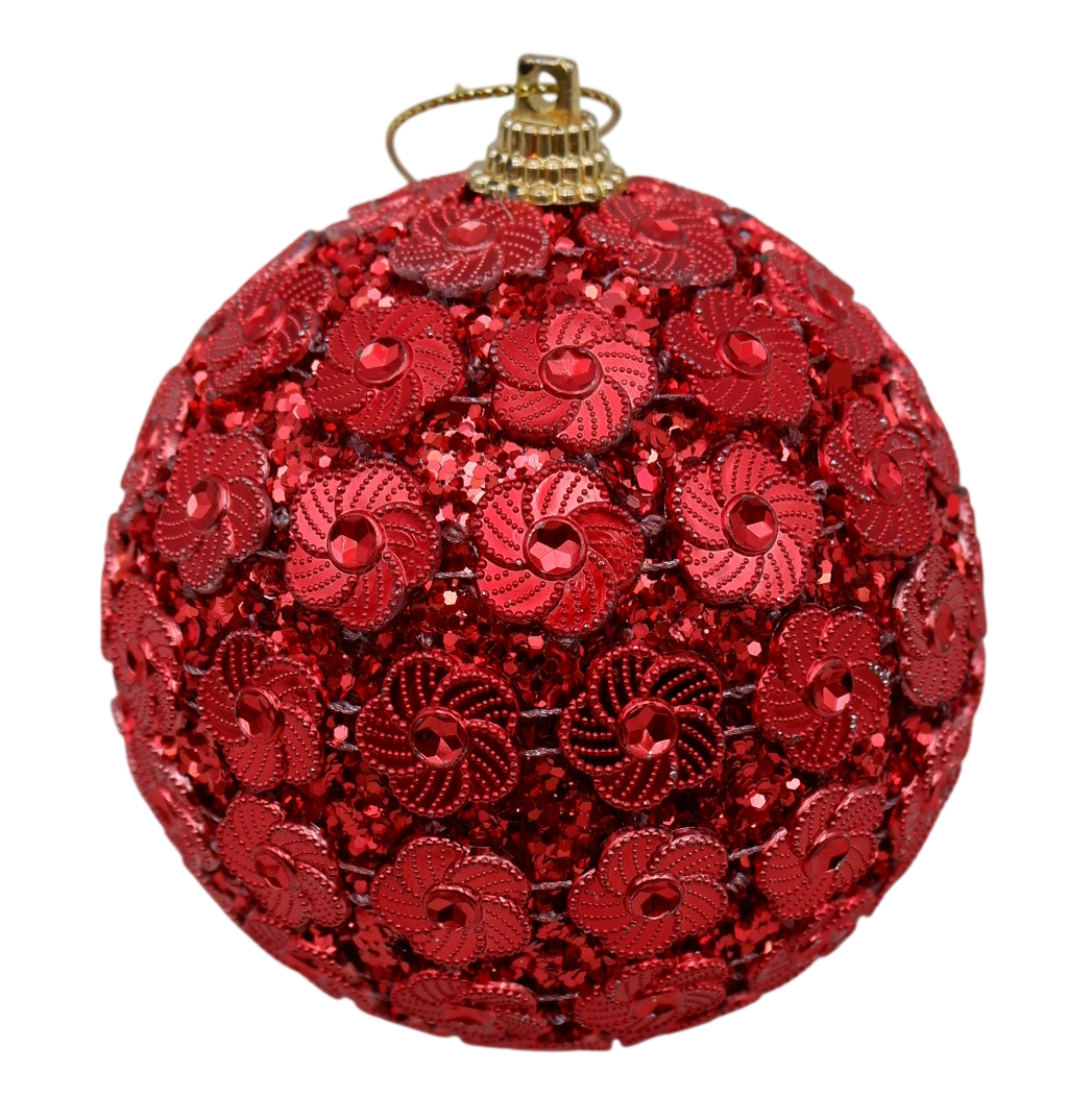 Шар елочный Christmasdeluxe в цветах красный пенопласт, 10см