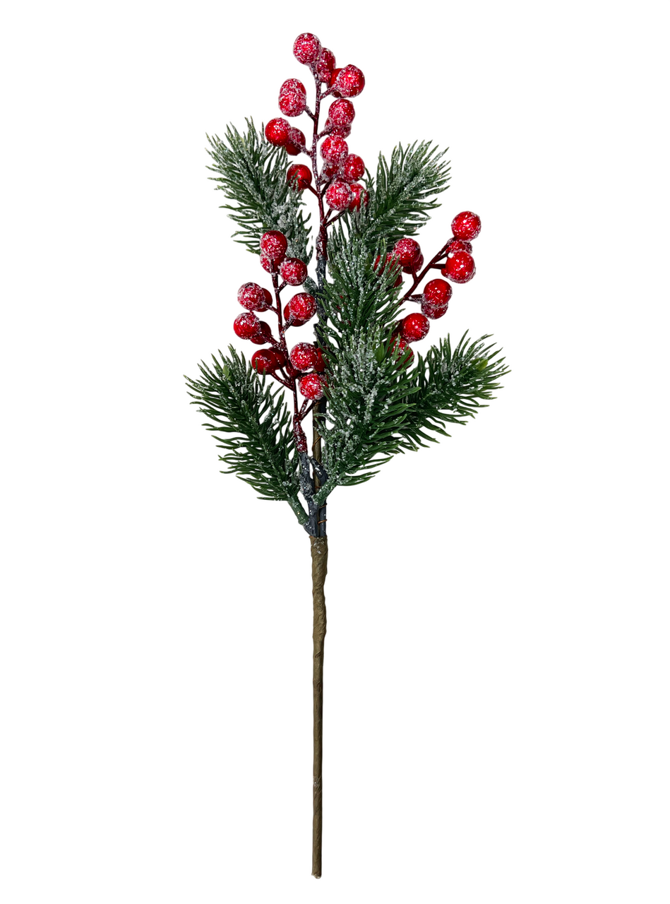 Ветка Christmasdeluxe с красными ягодами, 35см