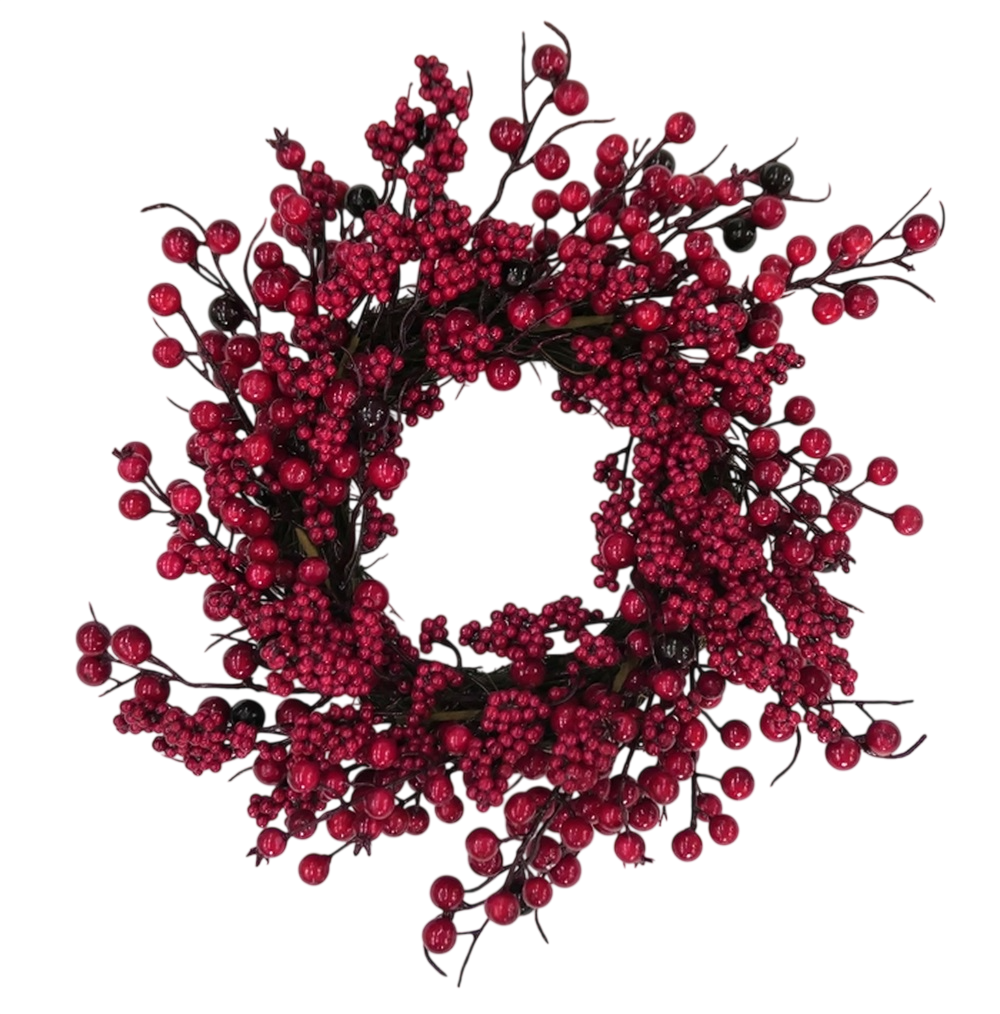 Венок Christmasdeluxe из красно-бордовых ягод, 40см