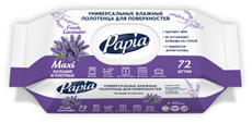 Полотенца влажные Papia для поверхностей универсальные лаванда, 72шт