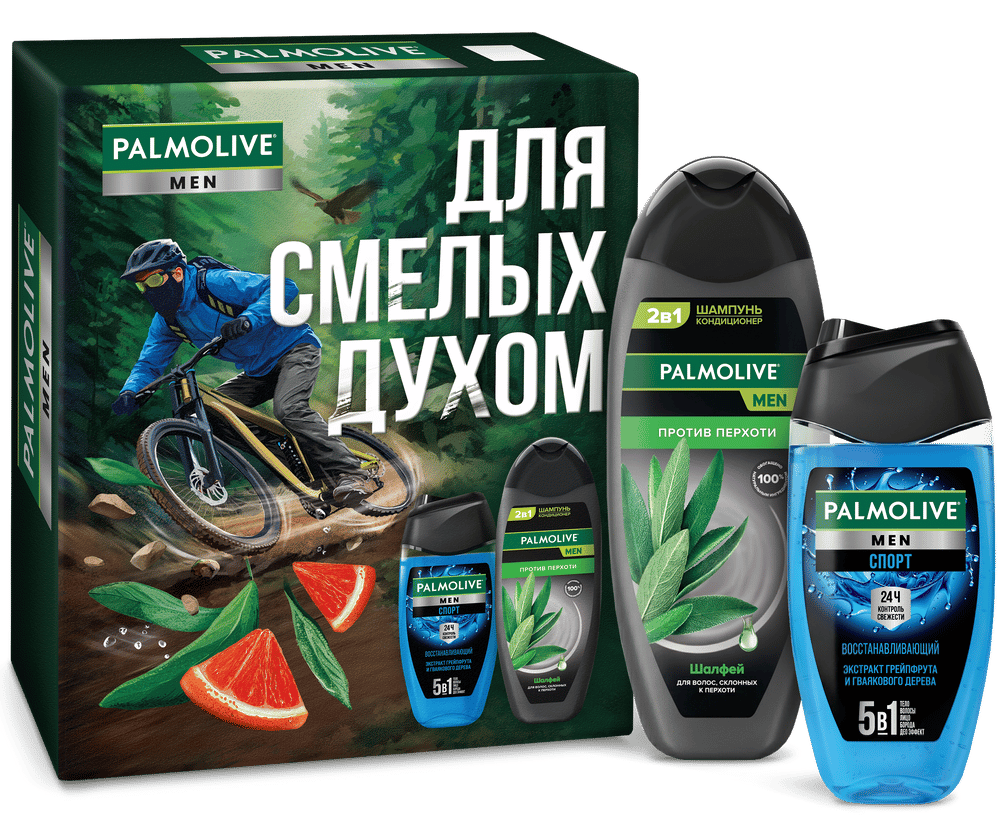 Набор подарочный Palmolive Men Спорт Гель для душа 250мл и шампунь-кондиционер против перхоти 450мл