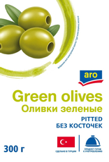 aro Оливки зеленые без косточки, 300г