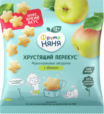 Хрустящий перекус ФрутоНяня Мультизлаковые звездочки с яблоком, 21г